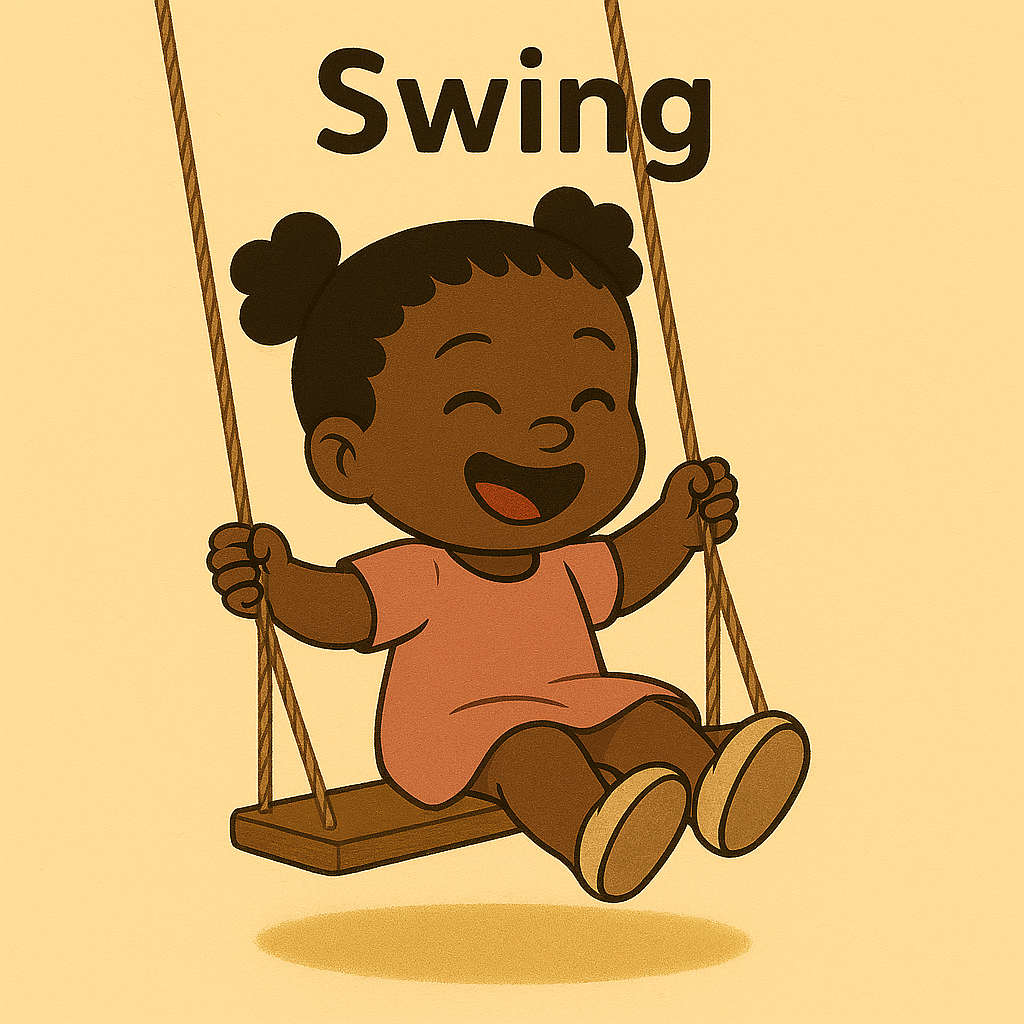 Amahle plays on the swing