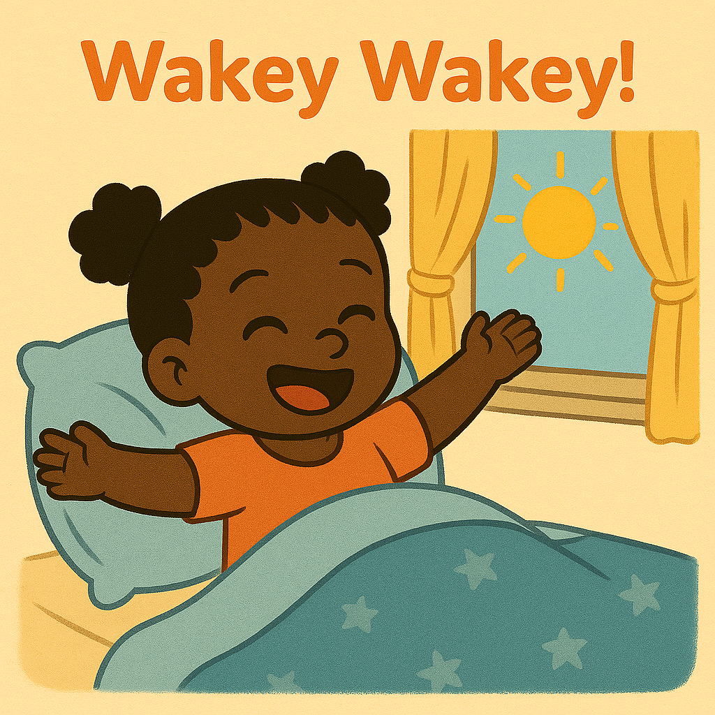 Amahle waking up in bed