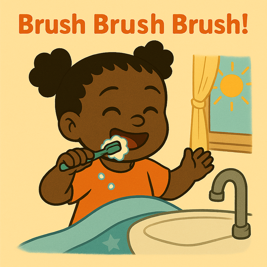 brushes her teeth